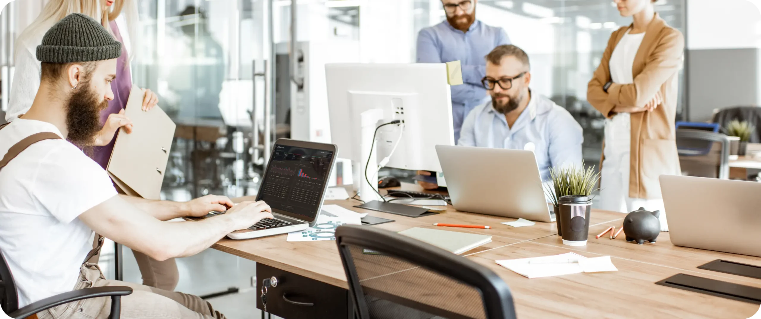 Team working on website design